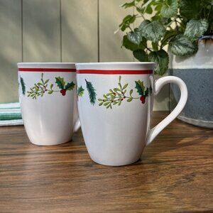 2 Vintage Porcelain Mugs Royal Norfolk Christmas Holly